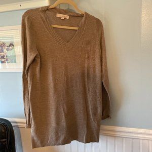 EUC Ann Taylor LOFT Tunic Sweater Taupe Brown Small